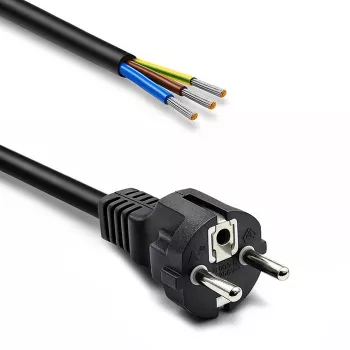 QOLTEC 54598 Schuko CEE 7/7 naar gestripte & gesoldeerde stroomkabel 3m H05VV-F 3x1,0mm² zwart