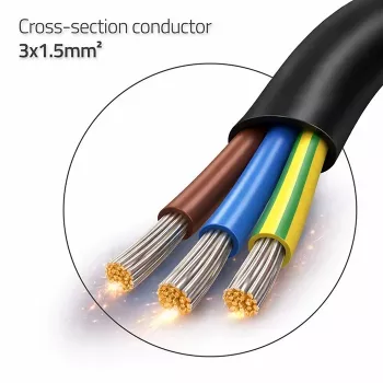 QOLTEC 54598 Schuko CEE 7/7 naar gestripte & gesoldeerde stroomkabel 3m H05VV-F 3x1,0mm² zwart