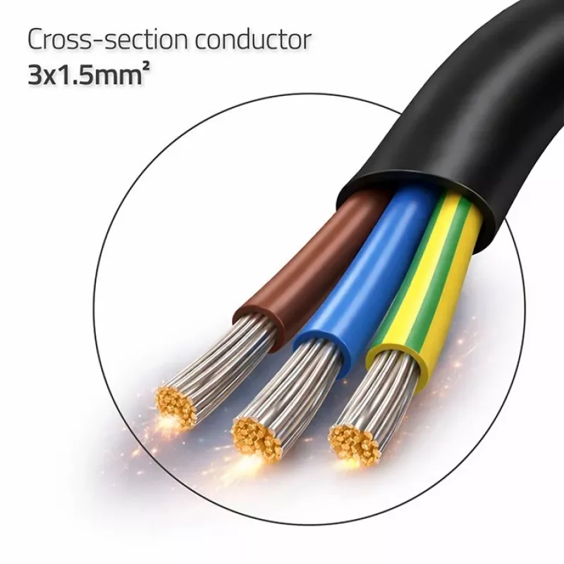 QOLTEC 54598 Schuko CEE 7/7 naar gestripte & gesoldeerde stroomkabel 3m H05VV-F 3x1,0mm² zwart