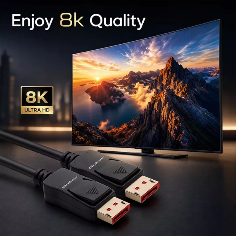 QOLTEC DisplayPort-kabel M/M v2.1 40G 2m