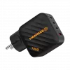 HAMMER RapidCharge 100W GaN-voeding, 2x USB-C PD 100W + 1x USB-A QC 30W, zwart