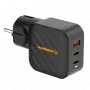 HAMMER RapidCharge 65W GaN-voeding - 2x USB-C PD, 1x USB-A QC, zwart