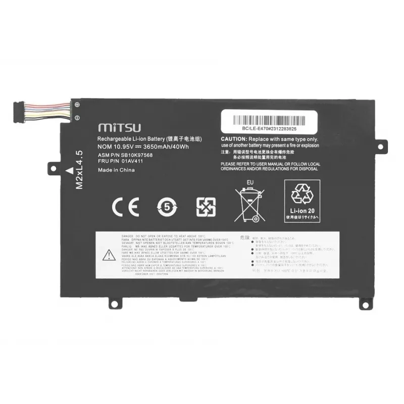 MITSU accu 01AV411 voor Lenovo ThinkPad E470 E475 3650 mAh (40 Wh) 10,95 V