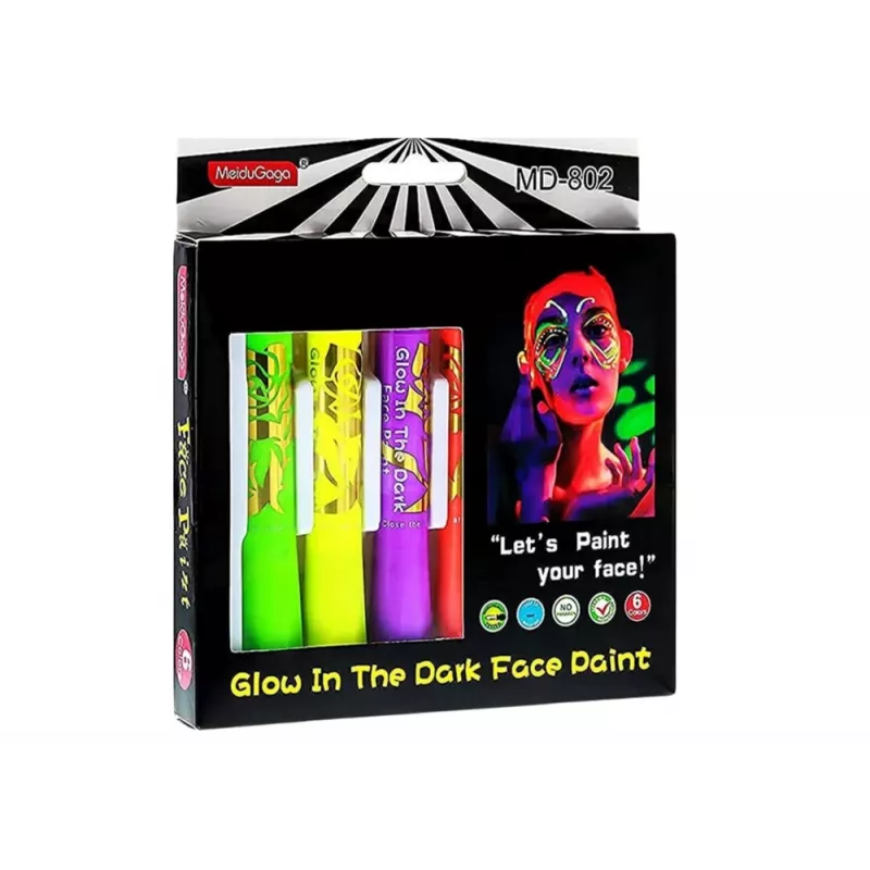LEAN TOYS Gezichtsbeschilderingsset neon fluorescerende stiften 6 stuks
