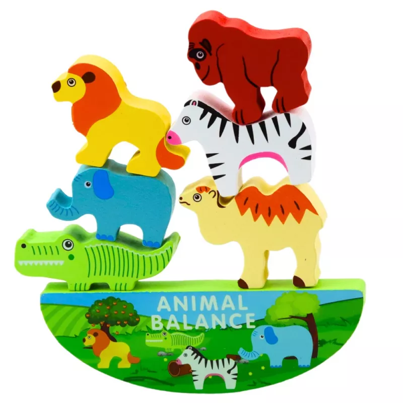 LEAN TOYS Balanced Animals houten behendigheidsspel 13-delig