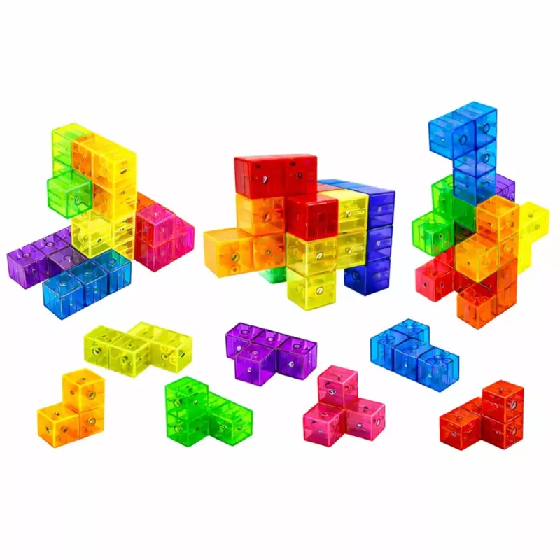 LEAN TOYS Magnetische bouwstenen Magic Cube puzzel 156 uitdagingskaarten 9 delen