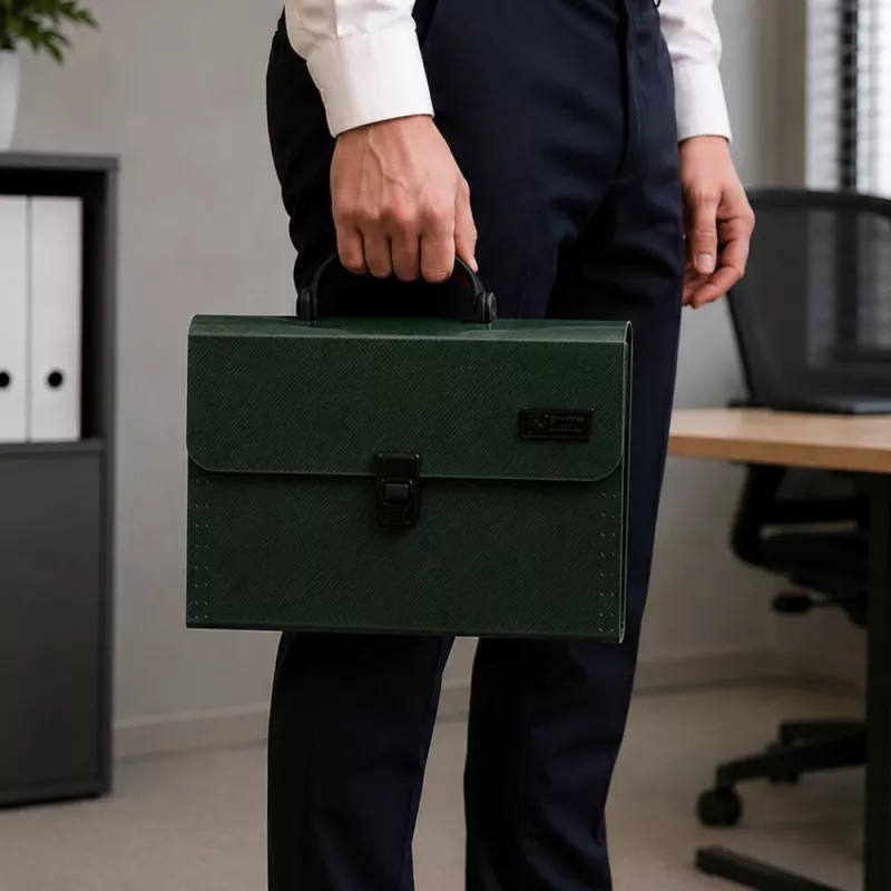 LEAN Ordner-organizer voor documenten, 13 vakken, groen, A4, houder