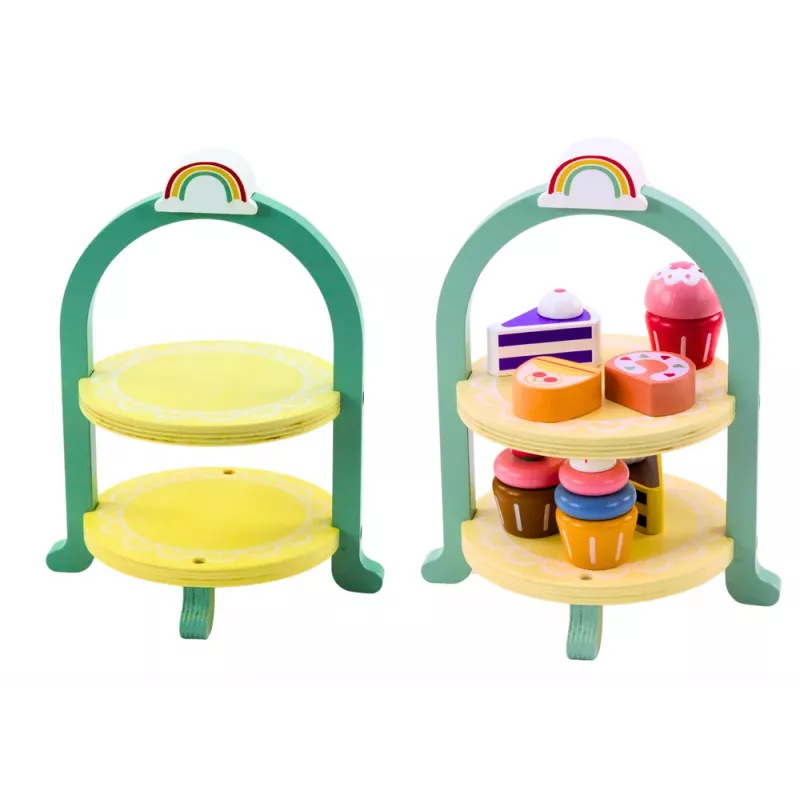 LEAN TOYS snoepgoedset cake cupcakes houten standaard