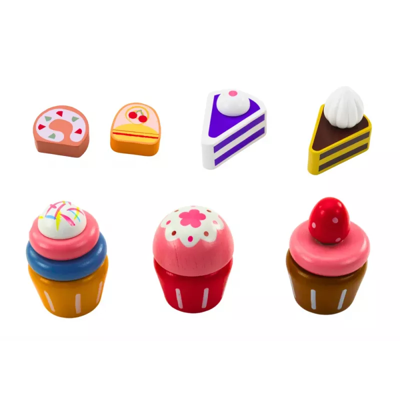 LEAN TOYS snoepgoedset cake cupcakes houten standaard