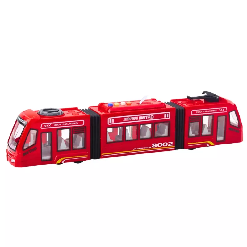 LEAN TOYS City Metro Tram met Deuren, Licht en Geluid, Rood 1:16