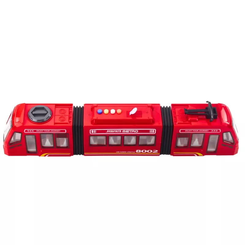 LEAN TOYS City Metro Tram met Deuren, Licht en Geluid, Rood 1:16