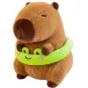 LEAN TOYS Pluchen Capybara met Groene Reddingsband en Kikker, Bruin, 20 cm