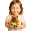 LEAN TOYS Pluchen Capybara met Groene Reddingsband en Kikker, Bruin, 20 cm