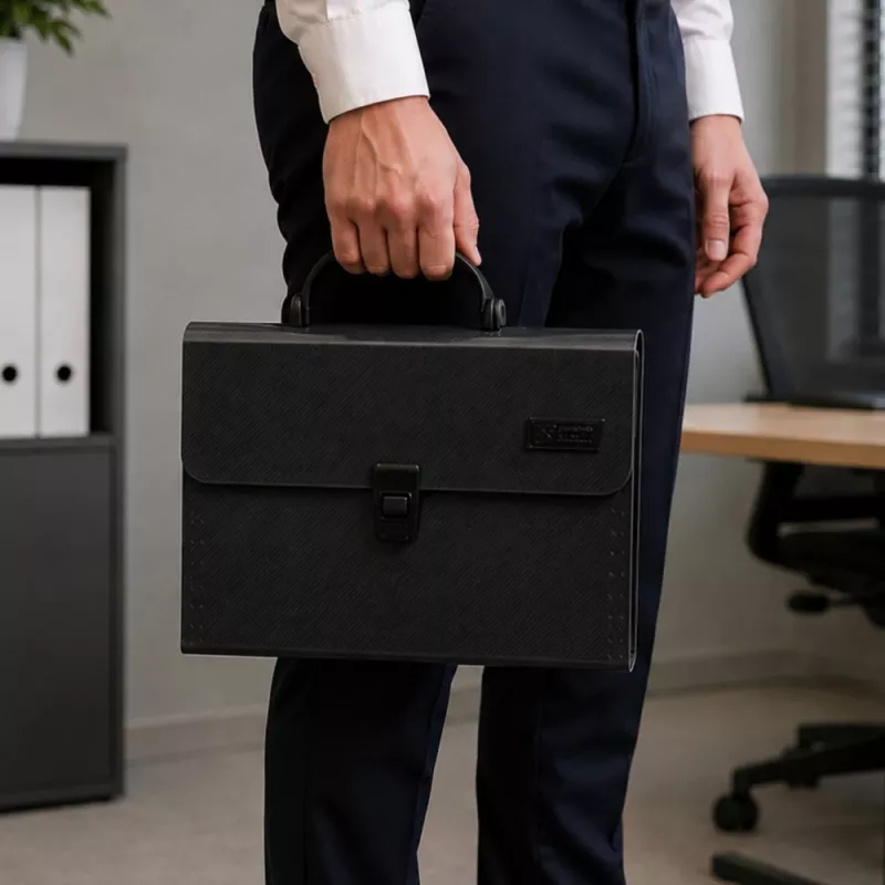 LEAN Accordeon Organizer voor Documenten, 13 Vakken, A4, Zwart