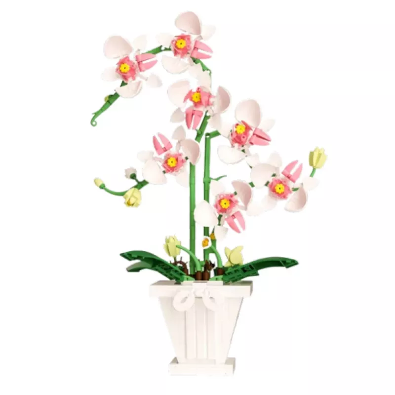 LEAN TOYS orchidee bouwstenen orchidee in pot roze en wit 718 delen