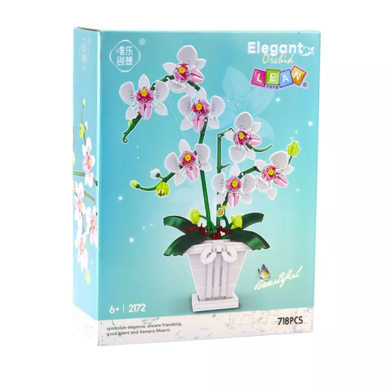 LEAN TOYS orchidee bouwstenen orchidee in pot roze en wit 718 delen