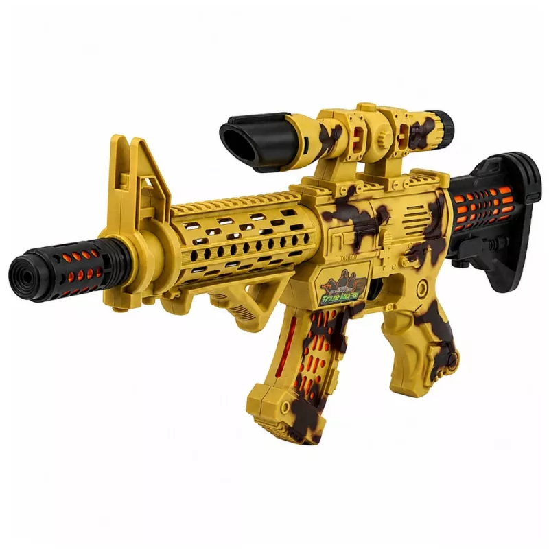 LEAN TOYS speelgoedgeweer camouflage richtkijker beweegbare geluiddemper licht en geluid 54 cm