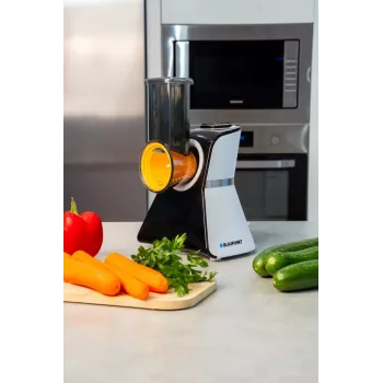 Blaupunkt Slicer FPS502 elektrische keukenmachine 150 W roestvrijstalen kartelmes 190 mm verstelbare snijdikte 0-15 mm zwart/zilver