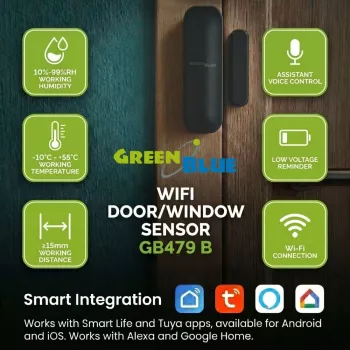 GREENBLUE GB479 B Draadloze Wi-Fi deur-/raamsensor - Wit