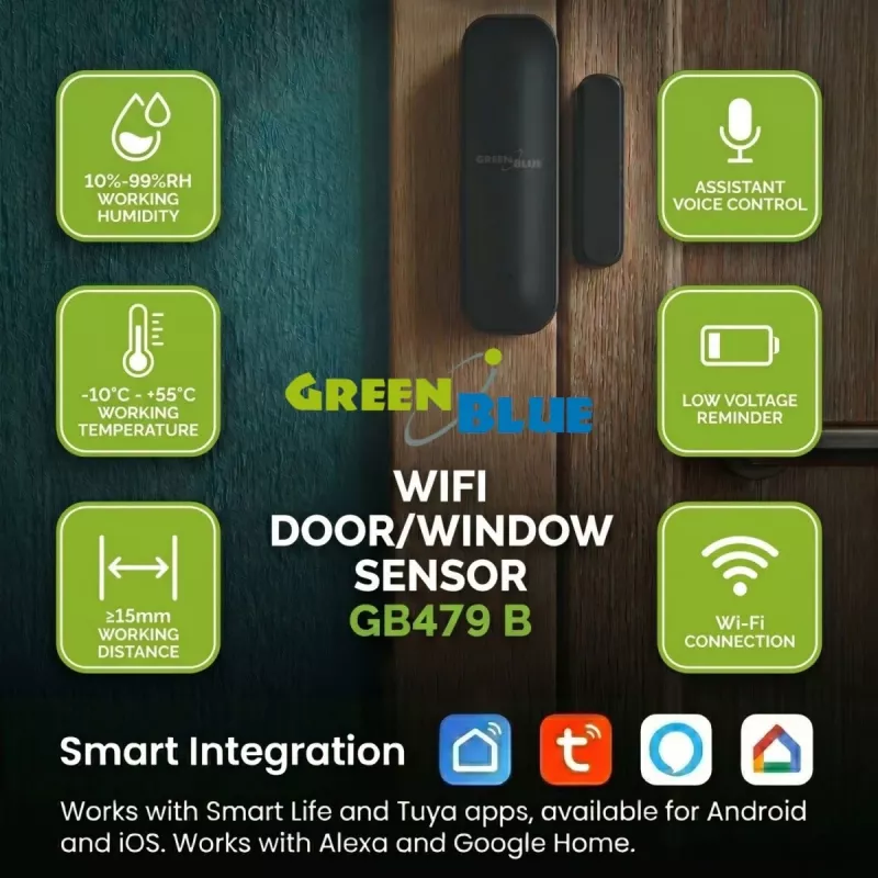 GREENBLUE GB479 B Draadloze Wi-Fi deur-/raamsensor - Wit