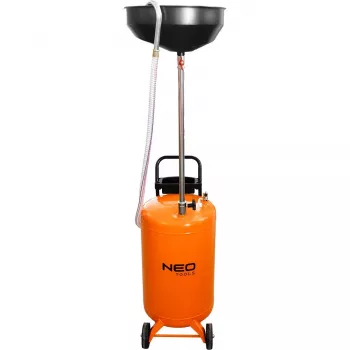 NEO TOOLS 10-810 mobiele olieopvangwagen, zwaartekracht, 70 L tank, pneumatische afvoer, 420 mm opvangbak, hoogteverstelbaar 1000-1600 mm