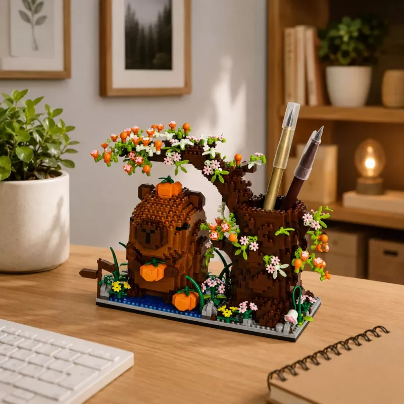 LEAN TOYS Capybara bouwblokken boom pennenhouder 1800 delen