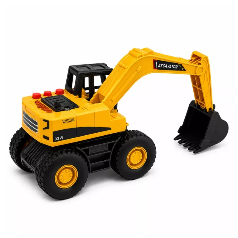 LEAN TOYS bouwgraafmachine met beweegbare bak, licht en geluid - geel, schaal 1:32