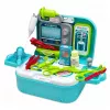 LEAN TOYS 2-in-1 medische set in koffer, draagbare dokterspraktijk, accessoires, blauw