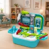 LEAN TOYS 2-in-1 medische set in koffer, draagbare dokterspraktijk, accessoires, blauw