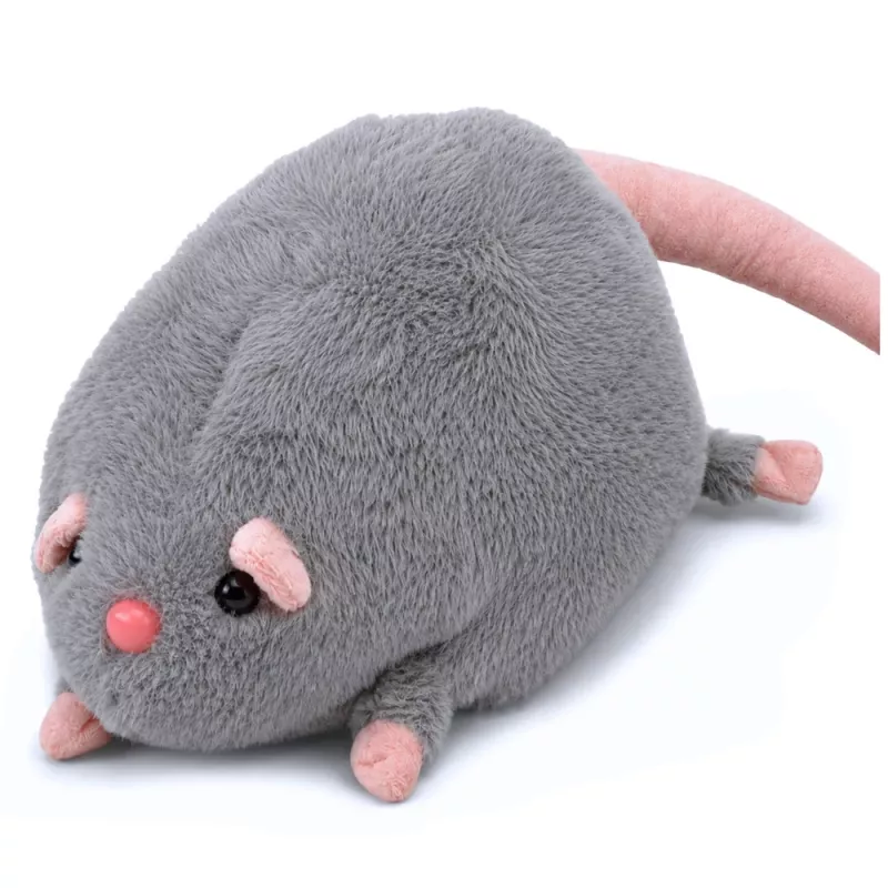 LEAN TOYS pluchen rat met lange staart, grijs, 40 cm