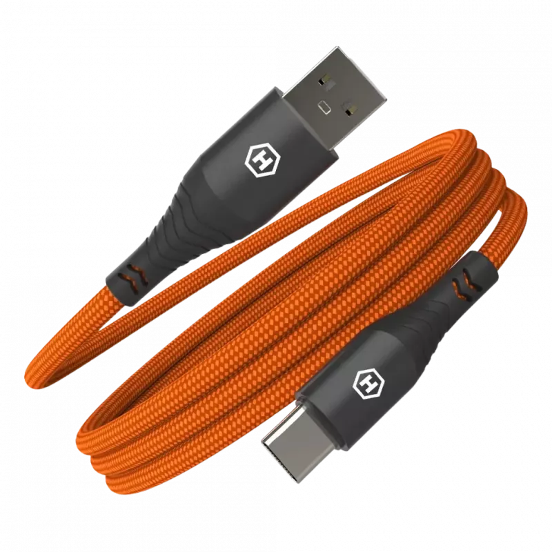 HAMMER USB-A naar USB-C kabel 1,2 m zwart 480Mbps laden & data