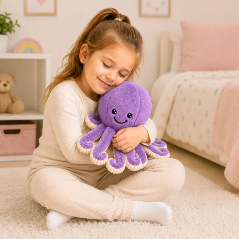 LEAN TOYS pluche octopus knuffel met elastische tentakels paars 30 cm