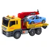 LEAN TOYS takelwagen met kraan en raceauto – licht- en geluidsspeelset