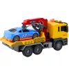 LEAN TOYS takelwagen met kraan en raceauto – licht- en geluidsspeelset