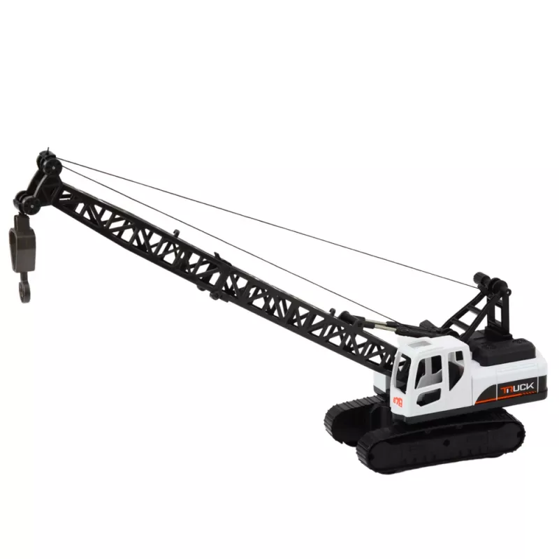 LEAN TOYS rupsbandkraan met 360° draaiing en beweegbare haak, wit