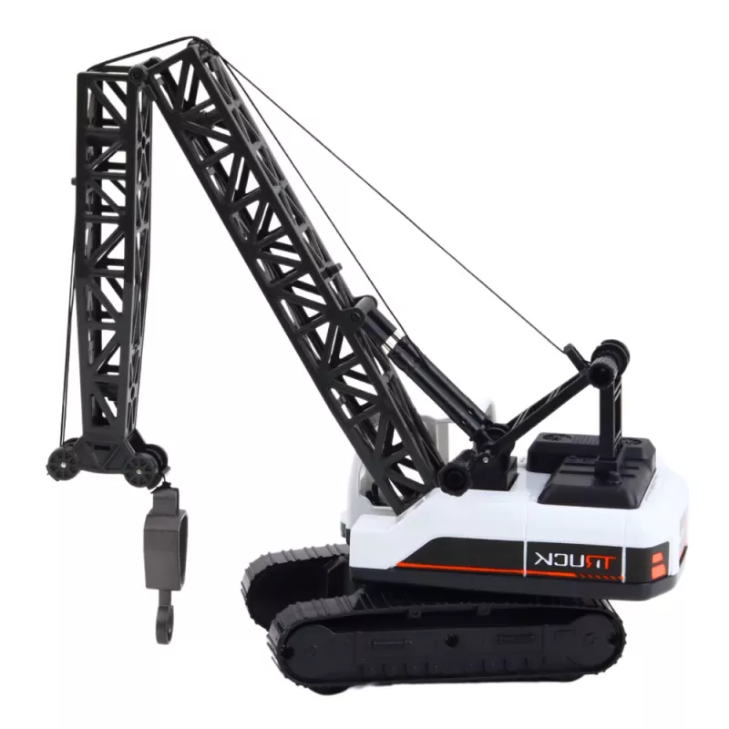 LEAN TOYS rupsbandkraan met 360° draaiing en beweegbare haak, wit