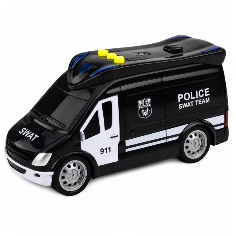 LEAN TOYS SWAT speciale eenheid politieauto bus met licht en geluid, schaal 1:32, pull-back-actie, die-cast metaal