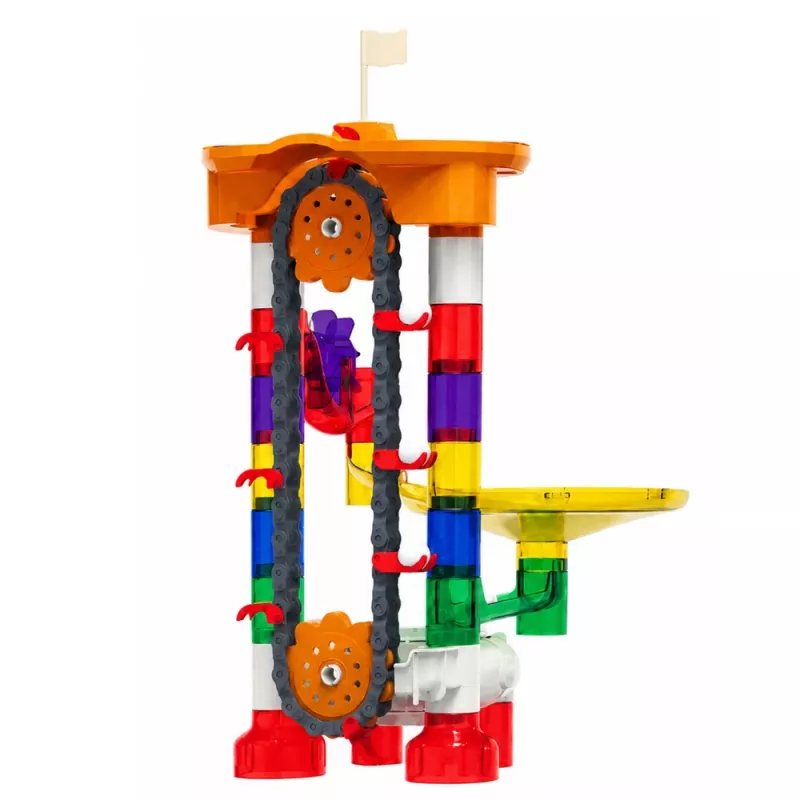 LEAN TOYS constructieblokken ruimtebaan voor ballen tunnel bont 3D 85 delen