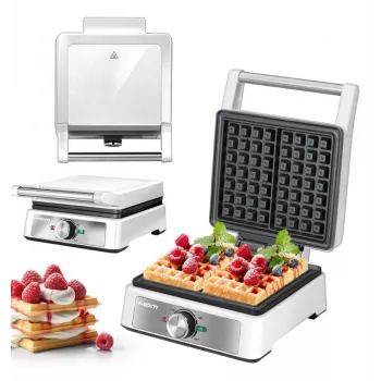 MPM MGO-41 wafelijzer 1600W wit – Belgisch wafelijzer met antiaanbakplaten