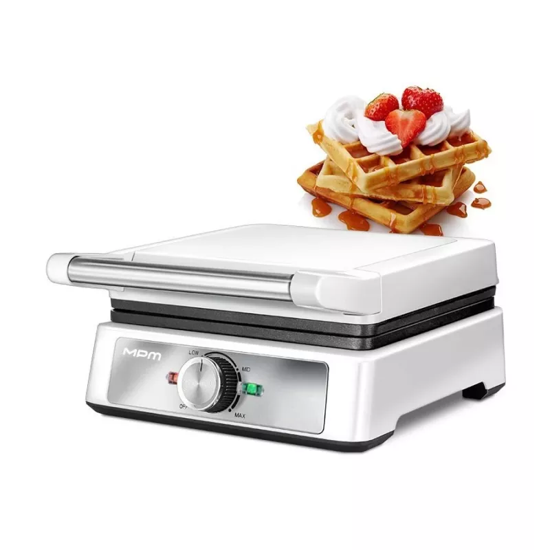 MPM MGO-41 wafelijzer 1600W wit – Belgisch wafelijzer met antiaanbakplaten