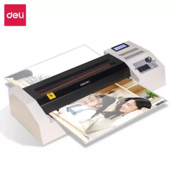 DELI kantoorlaminator E3895-EU A3 | 250 mm/min hetse-rollaminering, max. 125 micron, anti-jam, koudlamineren, zwart/zilver