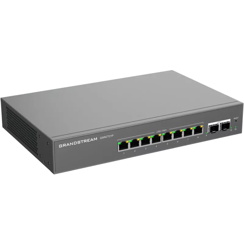 Grandstream GWN7721P Layer 2 Lite Managed 2,5-gigabit PoE+-switch, 5 poorten (4x 2,5G PoE+, 1x 2,5G), 60W budget, ventilatorloos, cloud/web-beheerd