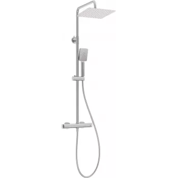DEANTE NAC_F4HT regendouchesysteem met thermostaatmengkraan, chroom, 250 mm ronde kop, 3-functies handdouche, 1500 mm slang, verstelbare douchestang