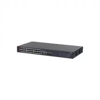 Dahua CS4228-24GT-375 Managed PoE-switch Gigabit met 24 poorten, 2x Gigabit RJ45 + 2x SFP-uplinks, 375 W PoE-budget, Layer 2