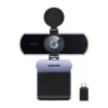 UGREEN FineCam Lite 4K UHD webcam met 4-microfoonarray, privacy-shutter, verstelbaar gezichtsveld, auto-framing, HDR, USB-C, grijs