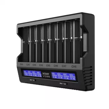 XTAR VC8S USB-C SET acculader, 3,7V/1,2V
