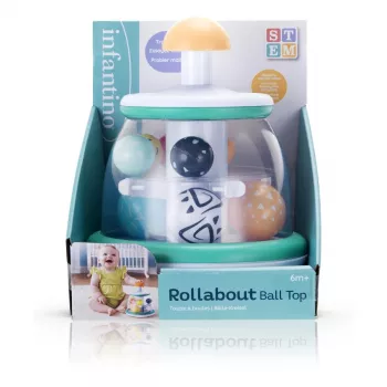 B-KIDS Rollabout Ball Top Infantino – mint stapel- en draaispeelgoed met rammelkralen voor baby's vanaf 6 maanden