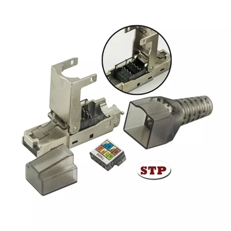 Techly 101911 RJ45 Cat6a 10G Gereedschapsloze modulaire stekker, STP
