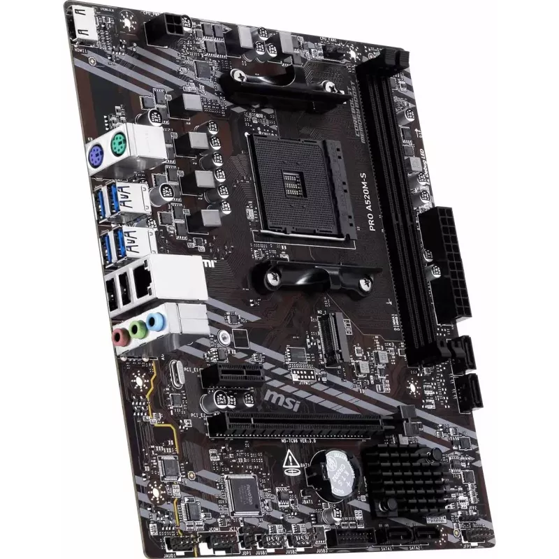 MSI A520M-S AMD A520 AM4 micro-ATX-moederbord - DDR4, HDMI, DVI, VGA, gigabit-LAN