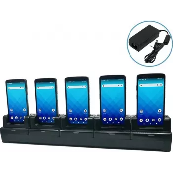 Unitech 5-slot terminal-laadstation met netvoeding. Compatibel met EA660 - laad-/dockingstation
